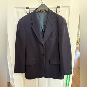Bill Blass Jacket 100% Camel hair Navy Blue Blazer Sport Coat Soft Warm USA 42S